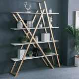 Modern Abstract Etagere Wooden Bookshelf in Black & Gold-Bookcases &amp; Bookshelves,Furniture,Office Furniture