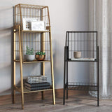 Industrial Gold Bookshelf with 3-Tier Basket Office Bookcase-Bookcases &amp; Bookshelves,Furniture,Office Furniture