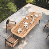 منتصف القرن الحديث 6 - شخص مستطيل الخشب طاولة الطعام في الهواء الطلق في الهواء الطبيعية