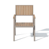 الكرسي الحديثة من الألومنيوم والخشب في الهواء الطلق كرسي بذراعين في الطبيعية والرمادية (مجموعة من 2)