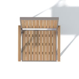 Silla de comedor moderna de aluminio y madera para exteriores, sillón de patio en color natural y gris (juego de 2)