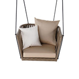 Chaise suspendue extérieure traditionnelle chaise de balançoire de porche de rotin avec oreiller de coussin kaki