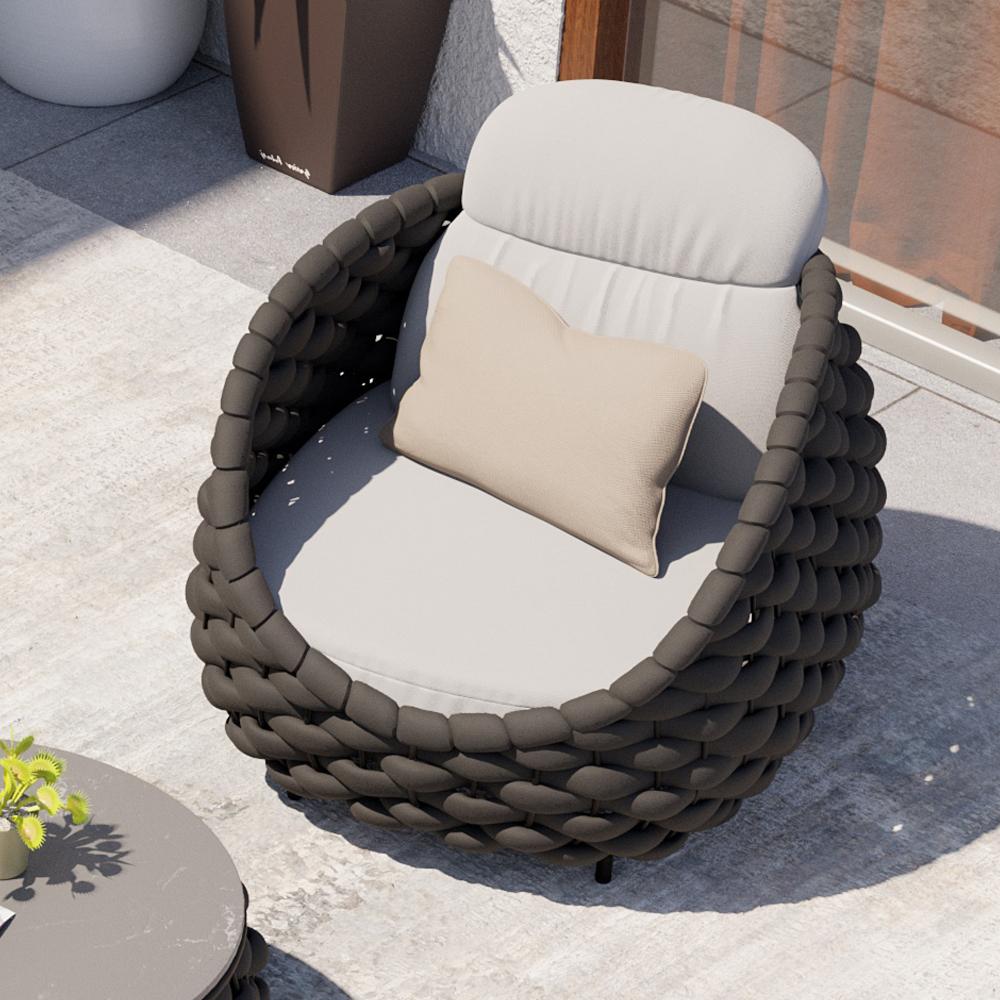 Tatta Modern Outdoor Sofa Chair Woven Rope Armchair with Removable Cushion  Gray & Black-Wehomz – WEHOMZ