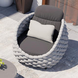 Tatta Modern Outdoor Sofa Chair Woven Rope Armchair with Removable Cushion Gray & Black