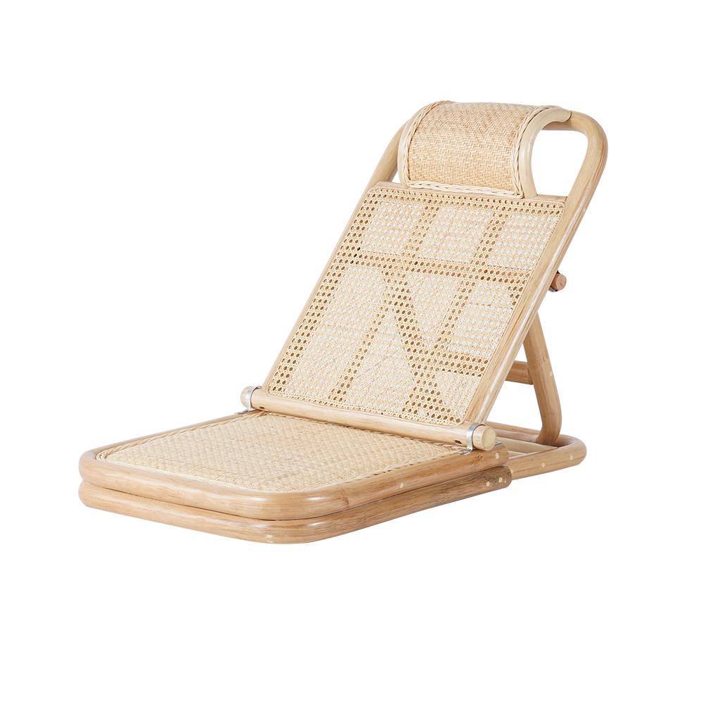 Scandinavian Rattan & Wood Outdoor Long Reclining Chaise Patio Lounge ...
