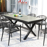 Recangle moderne du milieu du siècle 6 personne extensible table de restauration extérieure extérieur gris et noir
