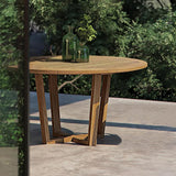 自然の現代円形のチーク材の木 6 人の屋外のテラスのダイニング テーブル