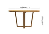 Modern Round Teak Wood 6 Person Outdoor Patio Dining Table in Natural