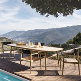 Chaise de salle à manger de patio en plein air en bois moderne en naturel (ensemble de 2)