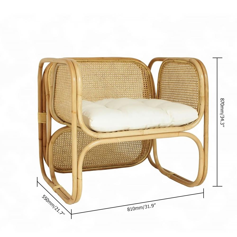 Natrual Rattan Accent Chair Ash Wood Arm Chair Indoor/Outdoor
