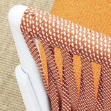 Outdoor-Sessel aus orangefarbenem Seilgeflecht mit weißem Aluminiumrahmen