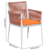 Orange Rope Woven Outdoor Armchair with White Aluminum Frame