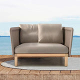 Outdoor Armchair Sofa with Cushion Pillow Accent Chair in Solid Wood Bottom