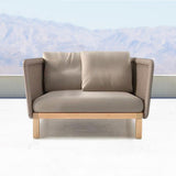 Canapé de fauteuil extérieur avec chaise accent d'oreiller à coussin en fond en bois massif
