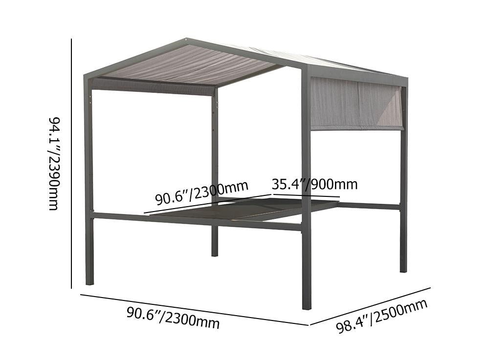 Outdoor Patio Adjustable Height Aluminum Dining Table with Canopy Convirt to Bar Table