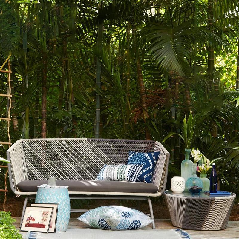 Outdoor PE Rattan Loveseat with Cushion Pillows Included Patio Sofa Metal Legs