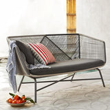 PE-Rattan-Sofa für den Außenbereich mit Kissen, Kissen inklusive, Terrassensofa, Metallbeine