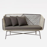 PE-Rattan-Sofa für den Außenbereich mit Kissen, Kissen inklusive, Terrassensofa, Metallbeine