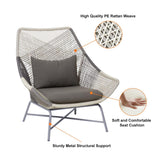 Fauteuil de chaise de patio en rotin en plein air avec oreiller coussin (ensemble de 2)