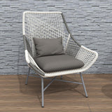 Outdoor PE Rattan Patio Chair Armchair with Cushion Pillow(Set of 2)