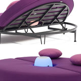 Patio Daybed Round Outdoor Daybed Convertible with Bluetooth Speaker LED and Pillow