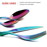 Cutlery Stainless Steel Non-Fading Rainbow Colorful Flatware Set(24 PCS)-colorful
