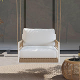 Ropipe Boho Khaki المنسوجة حبل في الهواء الطلق كرسي أريكة أرواح الأريكة مع وسادة بيضاء