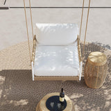 Ropipe Boho Khaki gewebtes Seil Outdoor Patio Swing Sofa Sessel mit weißem Kissen