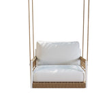 Ropipe Boho Khaki gewebtes Seil Outdoor Patio Swing Sofa Sessel mit weißem Kissen