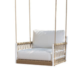 Ropipe Boho Khaki Woven Rope Outdoor Patio Swing Sofa Arm Chair with White Cushion
