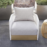 白い編まれた藤の屋外の旋回装置の椅子のソファー 360 度の回転可能な沿岸のテラスの肘掛け椅子