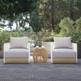 White Woven Rattan Outdoor Swivel Chair Sofa 360 Degree Rotatable Coastal Patio Armchair