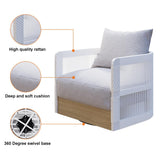 Weiß gewebtes Rattan Outdoor-Drehstuhl-Sofa 360 Grad drehbarer Küstenterrassen-Sessel