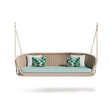 Traditional Wide Outdoor Rattan Swing Sofa Hanging Chair with Cushion