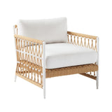 白いポリエステル クッションが付いている Ropipe によって編まれるロープの屋外の肘掛け椅子のアクセントの椅子